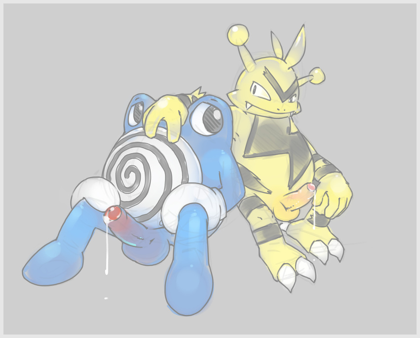 2_claws 2_toes absurd_res amphibian argon_vile arm_support balls bent_legs bodily_fluids border claws digital_media_(artwork) dripping duo electabuzz erection extended_arms featureless_feet feet foreskin generation_1_pokemon genital_fluids genitals grey_border hand_on_another's_head hand_on_head hand_on_knee hand_on_leg hand_on_own_knee hand_on_own_leg hands_on_knees hands_on_legs hands_on_own_knees hands_on_own_legs hi_res holding_both_knees holding_both_legs holding_knee holding_leg humanoid_genitalia humanoid_penis male male/male nintendo partially_retracted_foreskin penis planted_legs pokemon pokemon_(species) poliwhirl precum raised_arm raised_arm_support reclining sitting spread_legs spreading thick_claws toe_claws toes touching_head