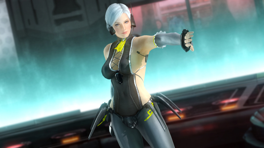 1girl 3d breasts christie_(doa) dead_or_alive dead_or_alive_5 female large_breasts solo tecmo wallpaper white_hair