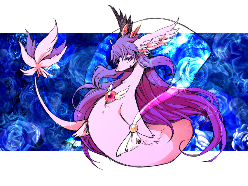 dragon fur hair kemono long_hair pipisan purple_fur purple_hair