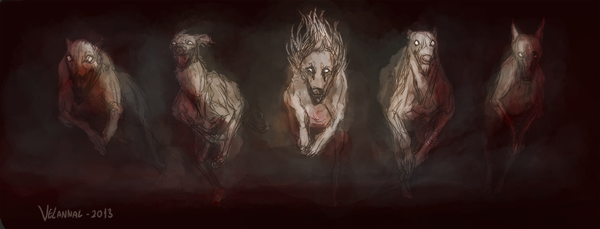 2013 canine dark dog mammal mist moody running shadow simple_background sketch velannal white_eyes