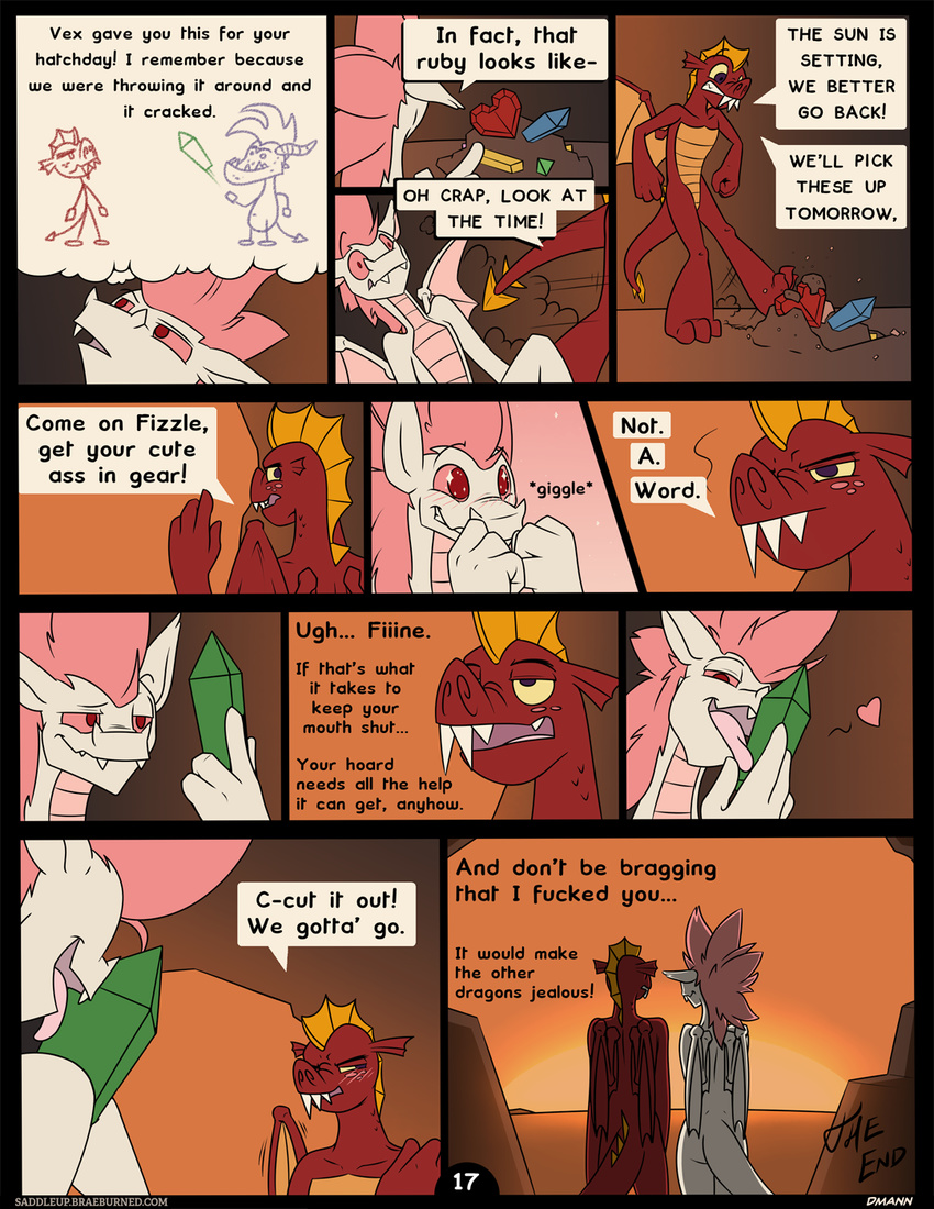 &lt;3 anthro comic dialogue dmann892 dragon duo fizzle_(mlp) friendship_is_magic garble_(mlp) male my_little_pony