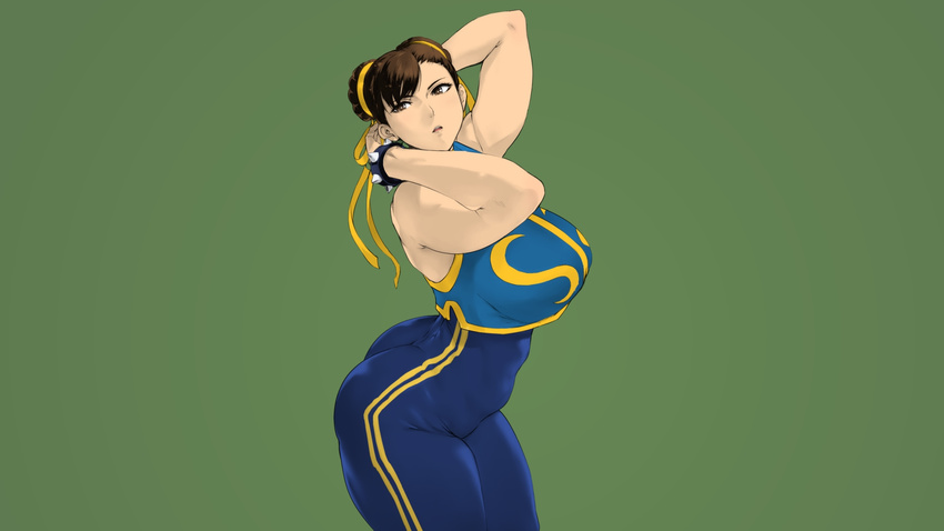 1girl ass breasts chun-li colored curvy double_bun female highres huge_ass large_breasts monochrome orushibu plump solo street_fighter thick_thighs thighs