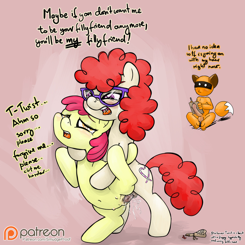 angry_sex balls blush canine clitoris enlarged_clitoris enlarged_labia erection female female/female fox friendship_is_magic hyper jaxonian_fox makeup_sex male mammal my_little_pony patreon penis pussy sex smudge_proof tears teats wet