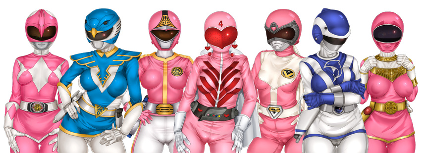 6+girls ako_hayasaka blue_dolphin blue_swallow breasts choujin_sentai_jetman choujuu_sentai_liveman chouriki_sentai_ohranger dai_sentai_goggle_v dyna_pink female himitsu_sentai_goranger kagaku_sentai_dynaman ky?ry?_sentai_zyuranger kyÅryÅ«_sentai_zyuranger large_breasts lineup megumi_misaki mei miki_momozono momo_maruo momoranger multiple_girls ohpink peggy_matsuyama pteraranger rei_tachibana sakuradou sakuradourn simple_background super_sentai