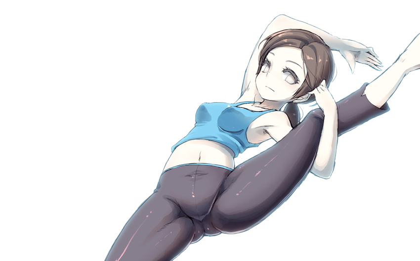 1girl artist_request looking_at_viewer ponytail simple_background solo tank_top tanktop wii_fit wii_fit_trainer