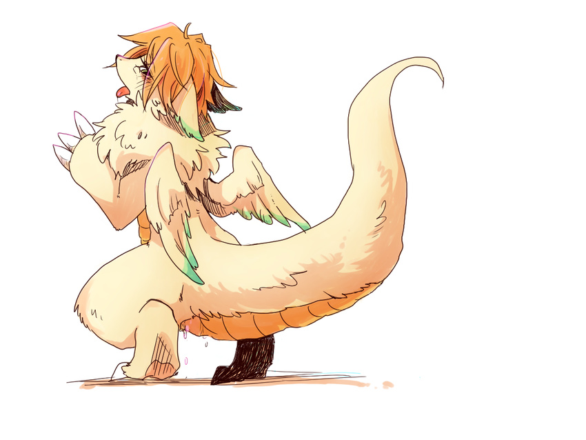 brown_hair cream_fur dragon fur hair pipisan short_hair tongue urine