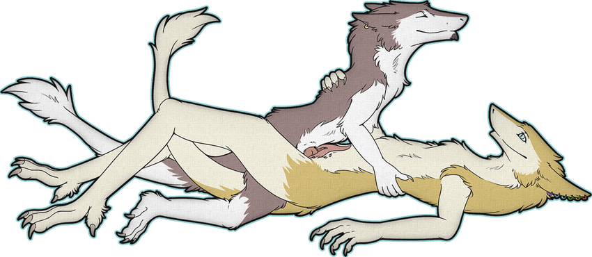 blue_eyes brown_fur claws ear_piercing female fur henka-chan knot lying male male/female missionary_position on_back penetration piercing prehensile_clitoral_hood sergal sex tan_fur