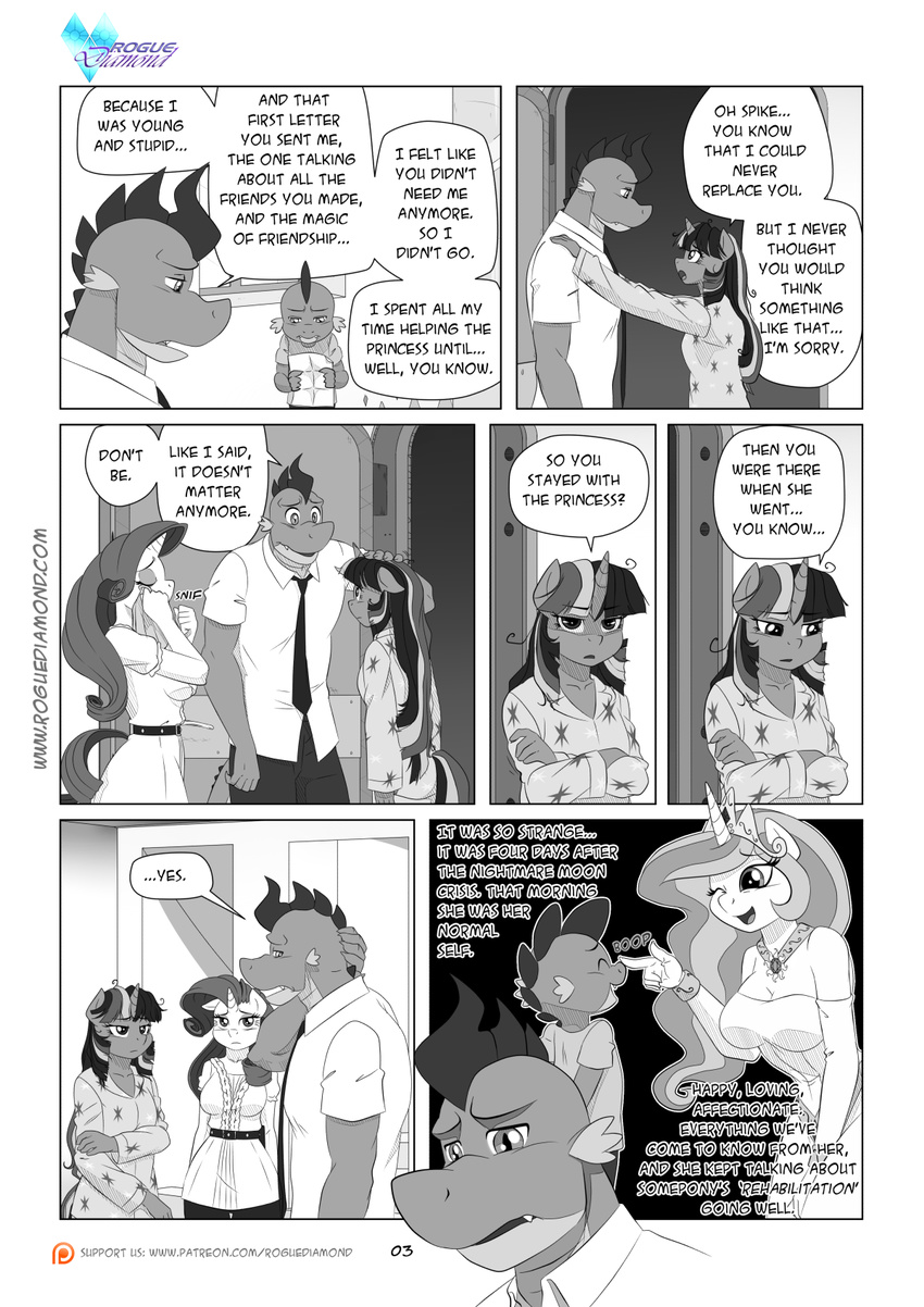 anthro anthrofied arthropod bed_head black_and_white breasts clothing comic crying disheveled_hair dragon equine female fly friendship_is_magic group hair horn insect male mammal messy_hair monochrome my_little_pony pajamas pia-sama princess_celestia_(mlp) rarity_(mlp) shocked slippers slit_pupils spike_(mlp) stained_clothing surprise tears twilight_sparkle_(mlp) unicorn winged_unicorn wings