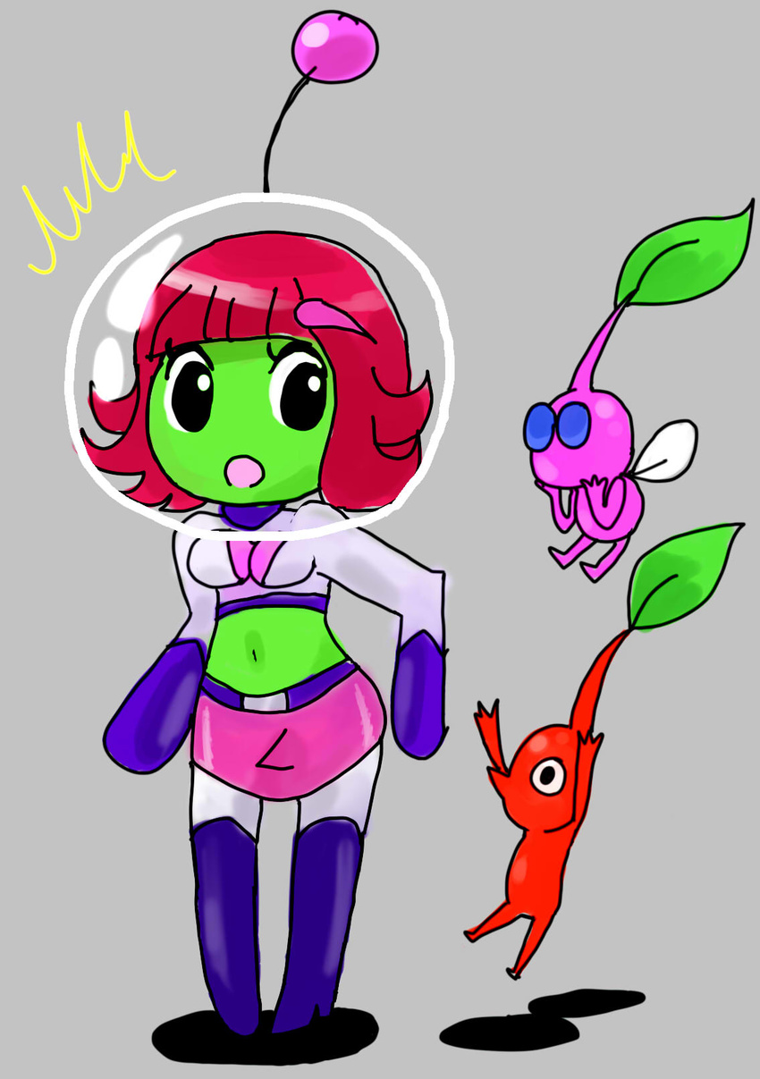 alien crossover female flora_fauna green_skin hair luna mighty_milky_way plant red_hair red_pikmin winged_pikmin