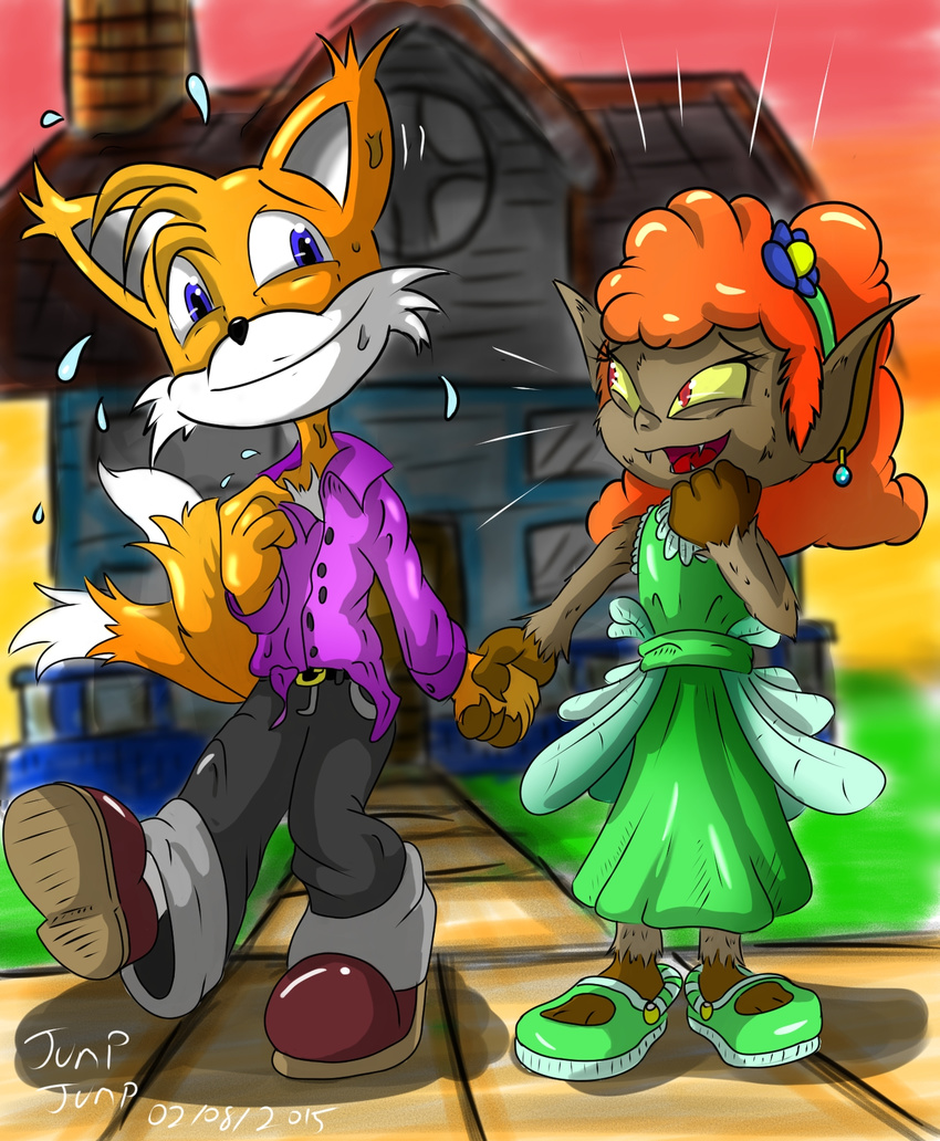 canine clothing dress fox ghoul_school jumpjump mammal miles_prower nervous sonic_(series) were werewolf winnie_werewolf