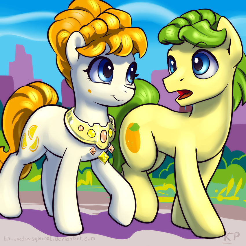 2015 aunt_orange_(mlp) duo earth_pony equine eye_contact female feral friendship_is_magic horse karol_pawlinski male mammal my_little_pony pony uncle_orange_(mlp)