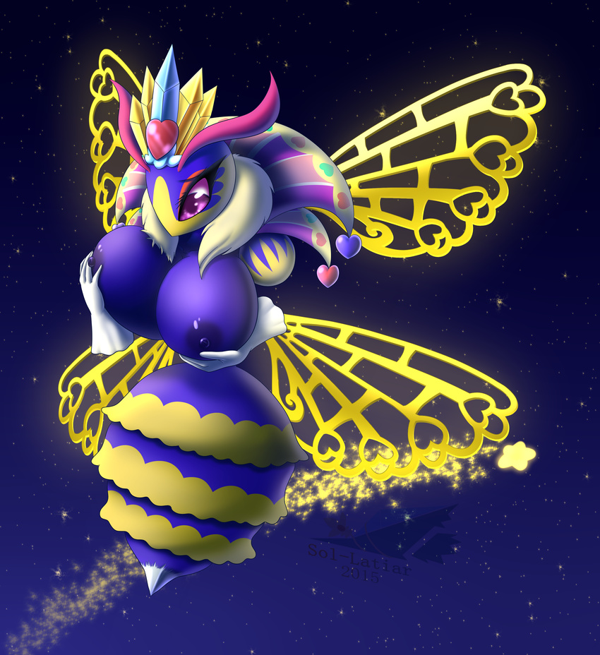 arthropod bee big_breasts breasts female insect kirby_(series) latiar nintendo nipples purple_eyes purple_nipples queen_sectonia solo video_games wings