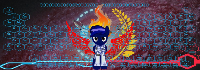 blue_fur blue_hair brown_eyes clothed clothing equine fan_character feral front_view fur hair horse looking_at_viewer mammal my_little_pony periodic_table pony ren&eacute;_marcusio solo space white_sclera wings