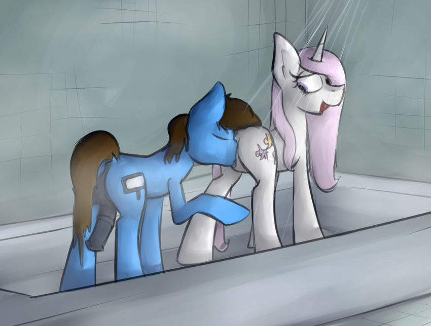 equine fan_character female horn male male/female mammal marsminer my_little_pony oral sex shower snout_fuck unicorn