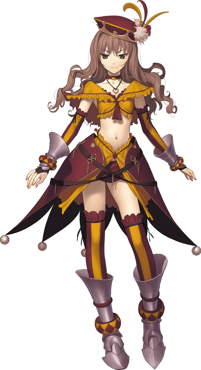 absurdres brown_eyes brown_hair full_body hat highres kumari_kojika mahou_tsukai_no_yoru navel official_art smile solo transparent_background