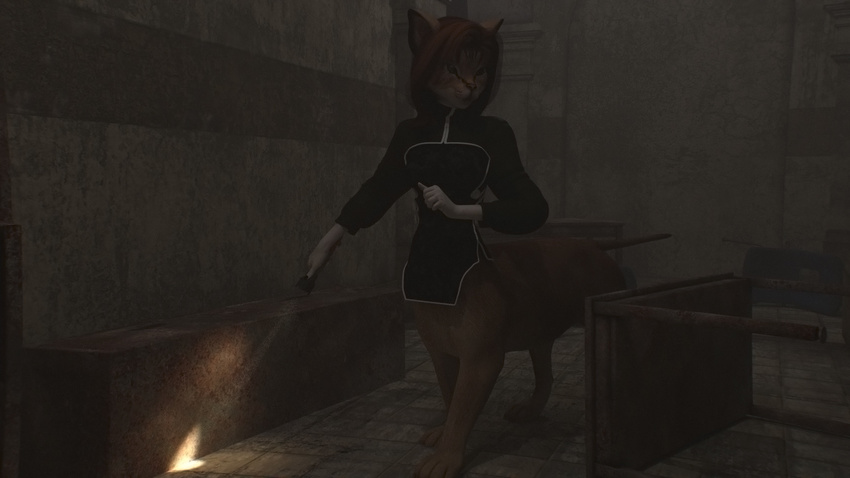 abandoned angry_cat chakat creepy felitaur female flashlight fur taur