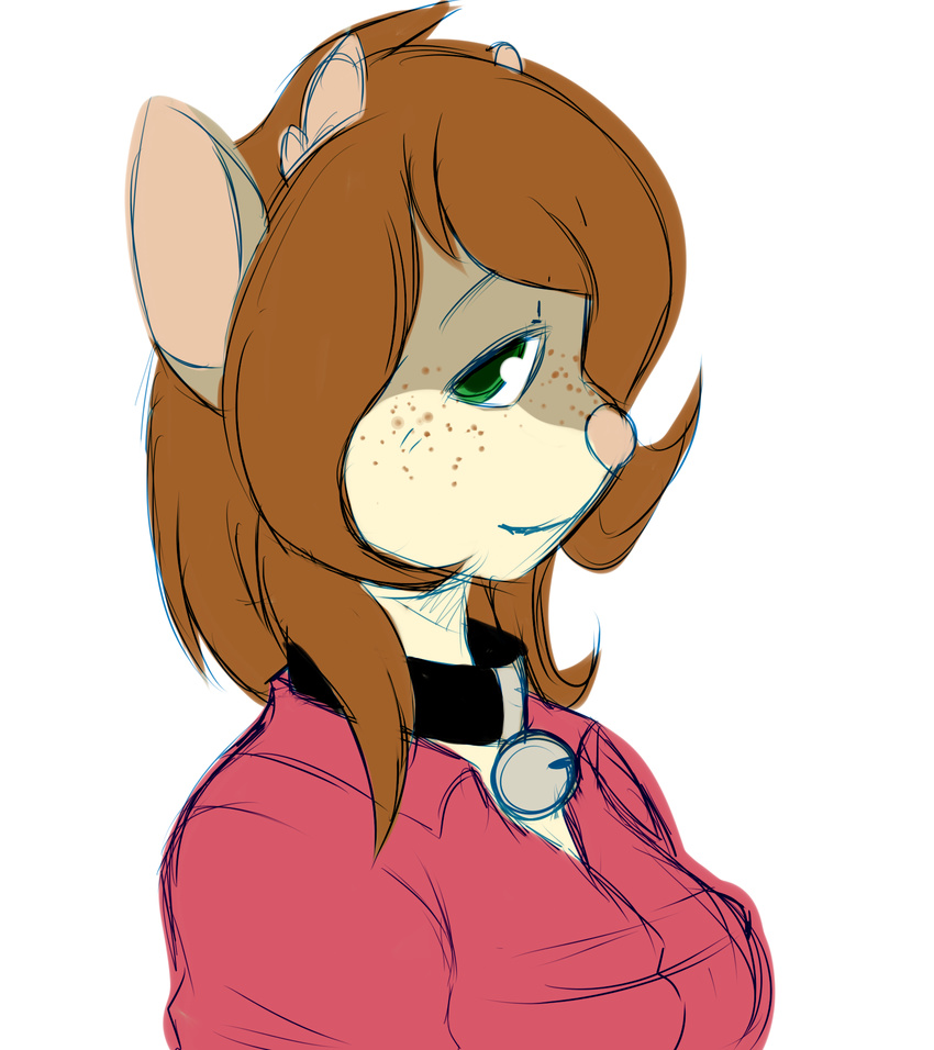 anthro brown_fur brown_hair cervine character deer fan_character female freeze-pop88 fur green_eyes hair invalid_tag mammal pink_nose