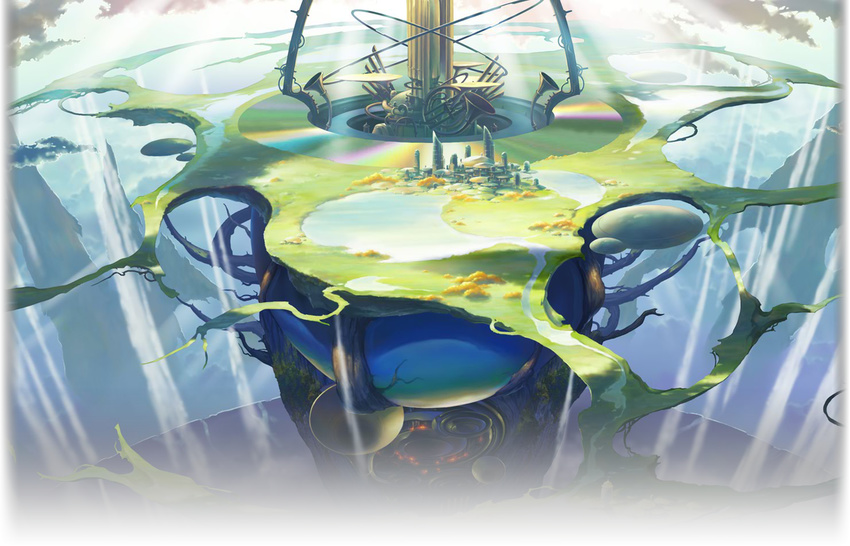 ar_tonelico_iii cloud floating_continent floating_island no_humans official_art scenery sky