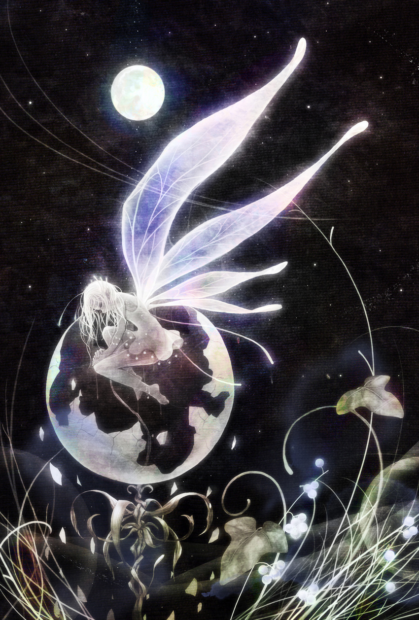 fairy full_moon funakura highres moon night original solo wings