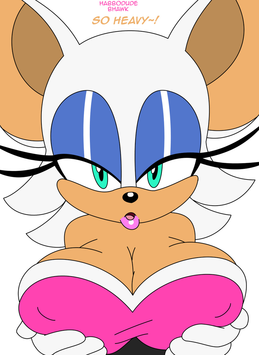 2015 anthro bat bhawk big_breasts breasts cleavage clothed clothing english_text female habbodude mammal rouge_the_bat solo sonic_(series) text