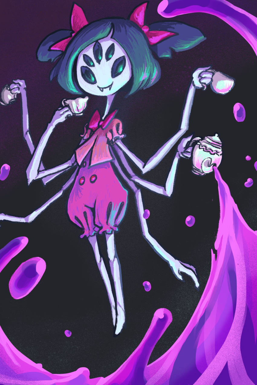 2019 anthro arachnid arthropod clothed clothing female hair humanoid muffet multi_arm multi_eye multi_limb sho_shibamoto simple_background smile solo spider undertale video_games