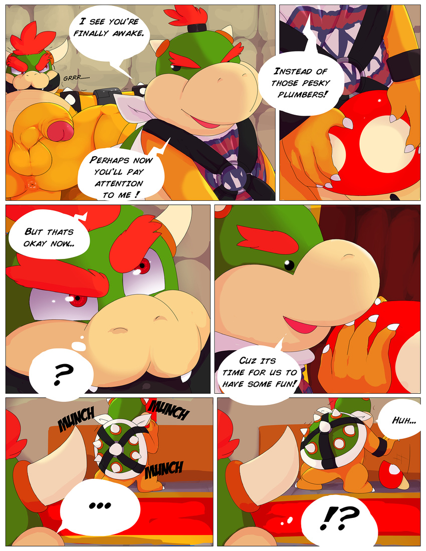 anus ball_gag balls bound bowser bowser_jr. comic cub duo gag humanoid_penis koopa male male/male mario_bros nintendo penis redemption3445 scalie uncut video_games young