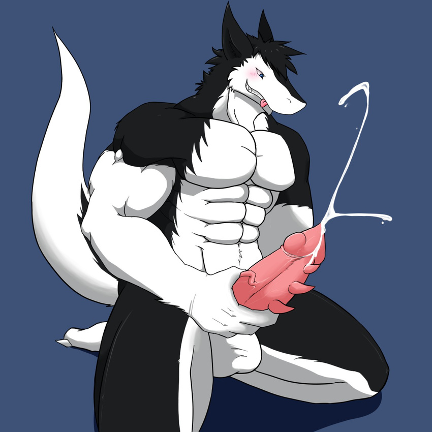 abs anthro balls barefoot biceps big_balls blush claws cum cum_on_penis cumshot discordnight dong2fm erection fur looking_down male manly masturbation muscles nude orgasm pecs penis sergal sharp_claws sharp_teeth sitting smile solo teeth thick_penis toe_claws tongue tongue_out