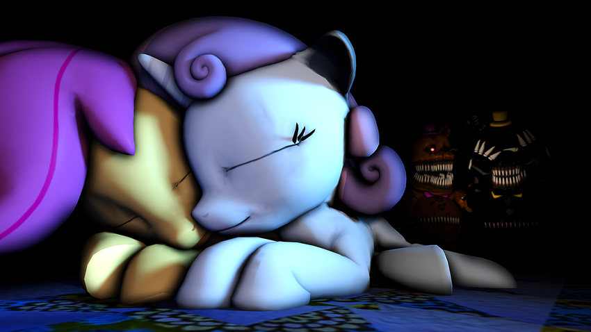 2015 3d animatronic crossover cute equine female feral five_nights_at_freddy's five_nights_at_freddy's_4 friendship_is_magic horn legoguy9875 machine mammal my_little_pony nightmare_(fnaf) nightmare_fredbear_(fnaf) pegasus robot scootaloo_(mlp) sleeping sweetie_belle_(mlp) unicorn video_games wings young