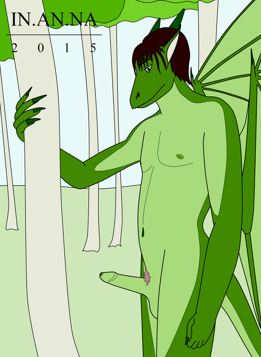 anthro balls color digital_media_(artwork) draco_reptilian dragon elohim erection inannaeloah invalid_tag male nipples nude outdoor_nudity penis public_nudity scalie uncut western_dragon