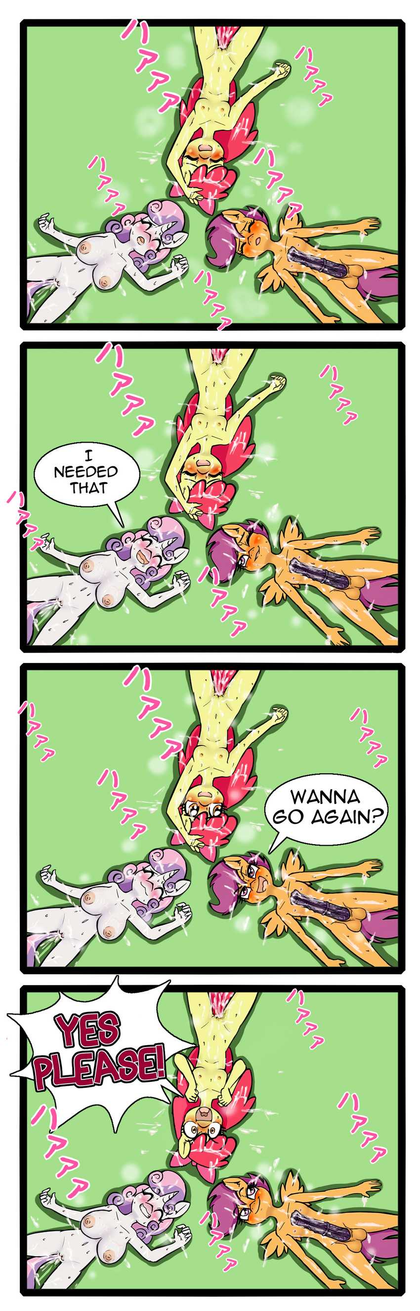 2015 absurd_res after_sex anibaruthecat animal_genitalia anthro anthrofied apple_bloom_(mlp) big_breasts blush breasts comic cum cum_in_hair cum_in_pussy cum_inside cum_on_breasts cum_on_face cum_on_ground cum_on_self cutie_mark_crusaders_(mlp) dialogue dickgirl earth_pony english_text equine female friendship_is_magic group hair hi_res horn horse horsecock huge_penis intersex long_hair lying mammal messy my_little_pony navel nude on_back one_eye_closed open_mouth pegasus penis pony purple_hair pussy scootaloo_(mlp) smile sweat sweetie_belle_(mlp) text unicorn vein wings young