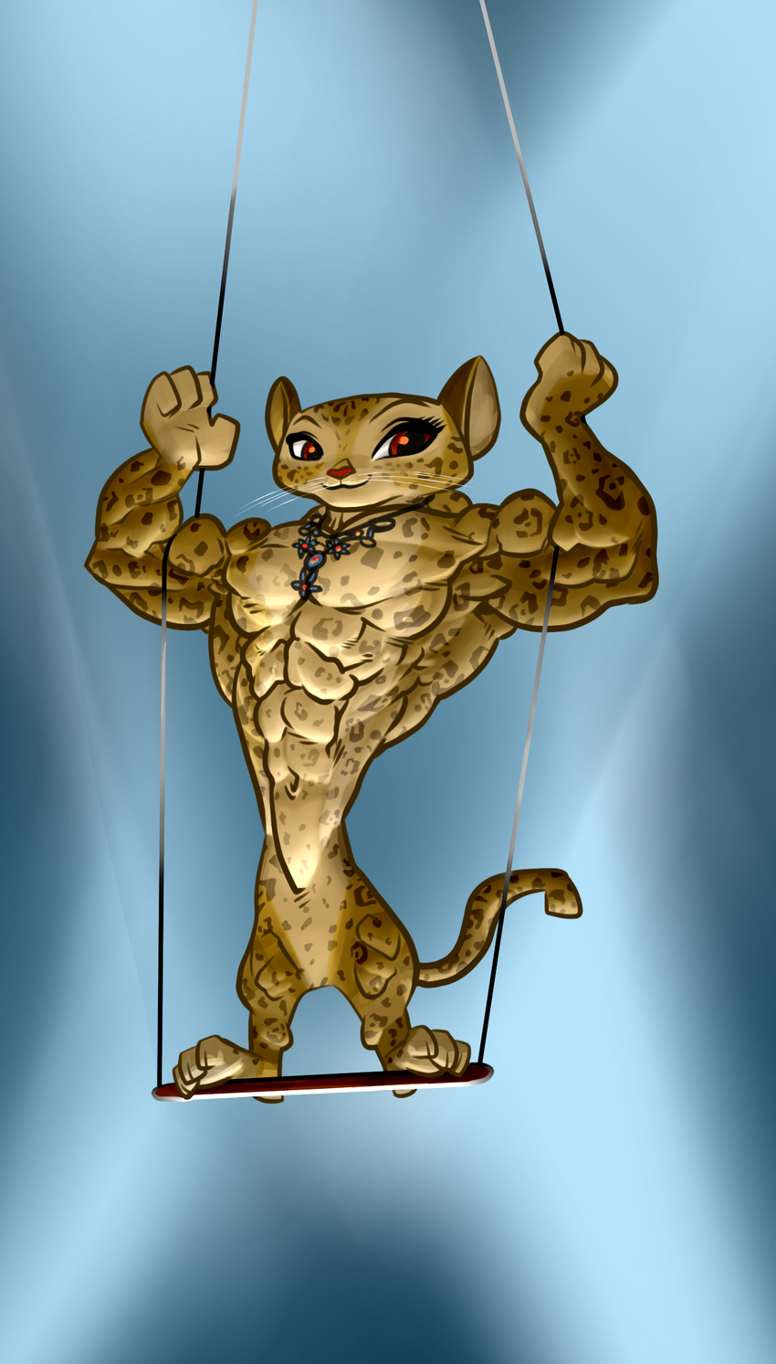 abs anthro big_muscles female gia_the_jaguar hyper hyper_muscles madagascar muscles pecs redsilver