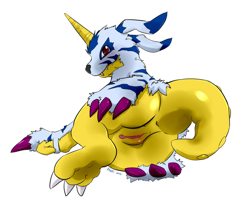 claws digimon female fur_coat gabumon hatii horn pussy solo