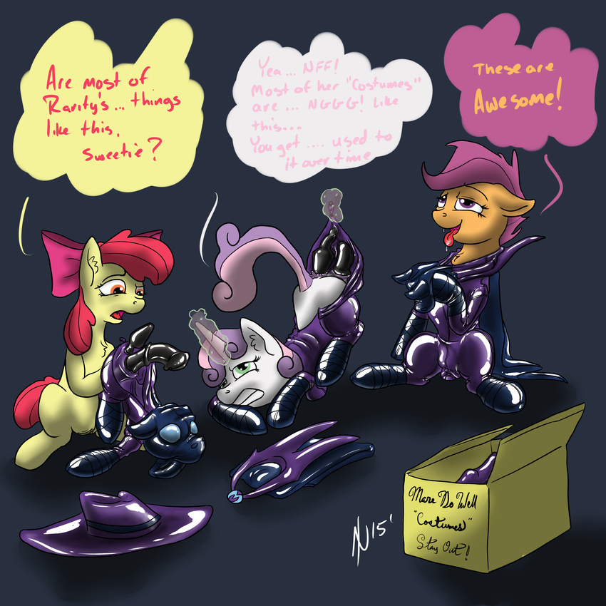 2015 absurd_res anal anal_insertion anal_penetration animal_genitalia apple_bloom_(mlp) box buttplug costume cub dialogue dildo dombrus english_text equine female feral friendship_is_magic glowing group hat hi_res horn horse horsecock insertion levitation mammal mare_do_well_(mlp) my_little_pony pegasus penetration penis pony rubber saliva salivating scootaloo_(mlp) sex_toy skinsuit story_in_description sweetie_belle_(mlp) text tongue tongue_out unicorn vaginal vaginal_insertion vaginal_penetration wings young