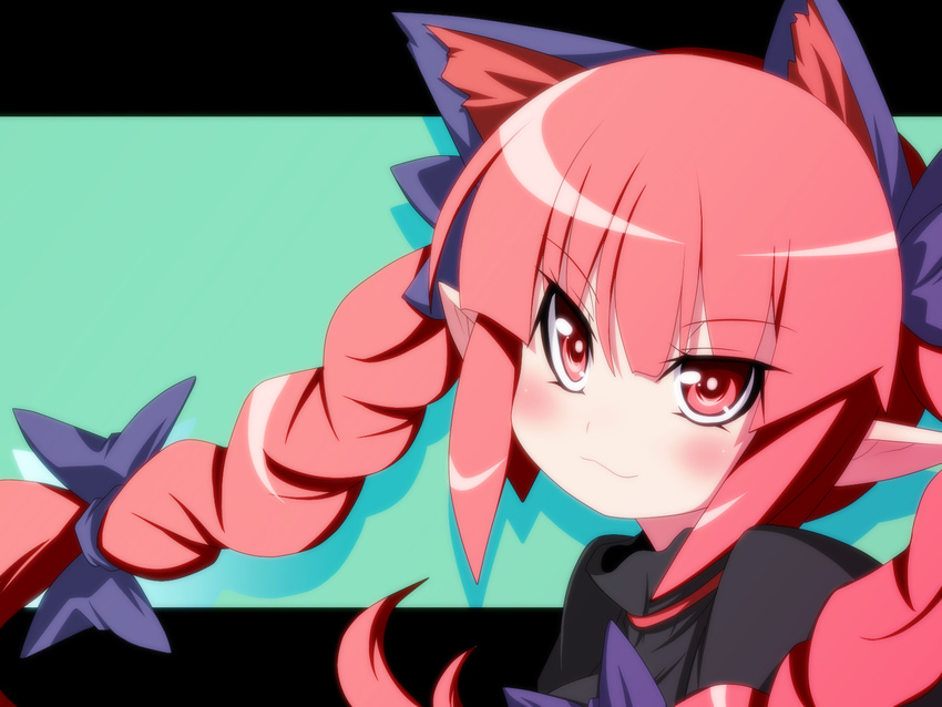 :3 animal_ears braid cat_ears highres kaenbyou_rin long_hair oborotsuki_kakeru red_eyes red_hair solo touhou twin_braids twintails v-shaped_eyebrows