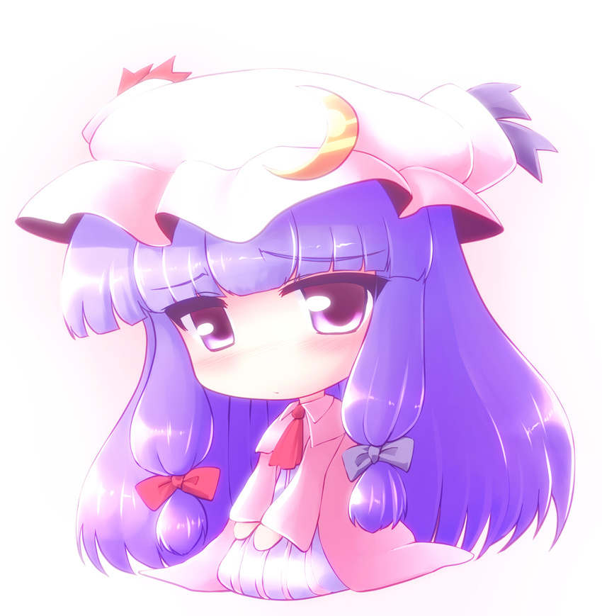 chibi crescent hat highres long_hair patchouli_knowledge purple_eyes purple_hair solo tdk touhou