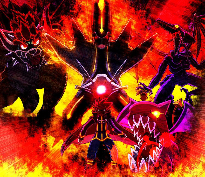 alternate_form bad_id bad_pixiv_id blood bowser cape crossover dialga fangs fire fushigi_no_dungeon gen_3_pokemon gen_4_pokemon giga_bowser highres horns legendary_pokemon mario_(series) metroid misterror mother_(game) mother_3 multiple_crossover open_mouth pokemon pokemon_(creature) pokemon_(game) pokemon_fushigi_no_dungeon pokemon_hgss primal_dialga red_eyes red_hair ridley spikes super_mario_bros. super_smash_bros. torchic ultimate_chimera wataru_(pokemon) wings