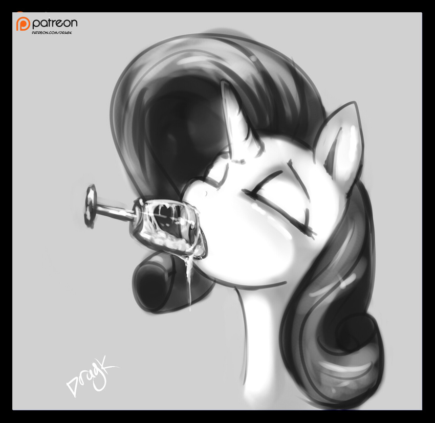 2015 cum cum_drinking cum_in_mouth cum_inside dragk drinking equine eyes_closed female feral friendship_is_magic glass hair horn long_hair mammal my_little_pony open_mouth rarity_(mlp) solo unicorn wine_glass