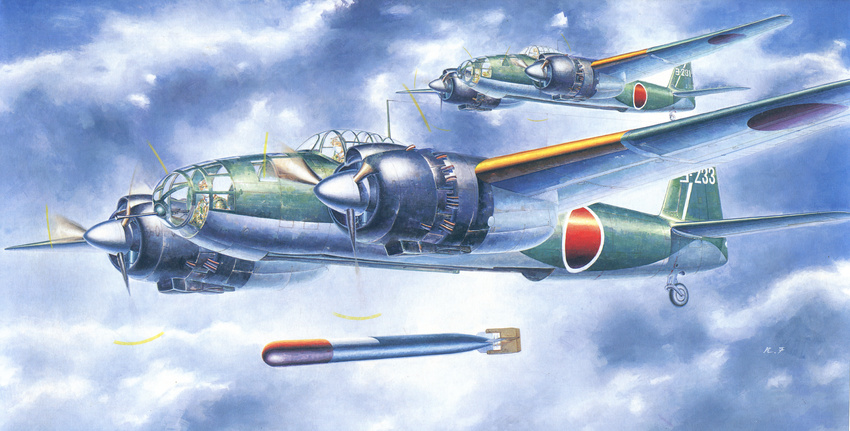 aircraft airplane bomber hasegawa_(hobby_kits) highres huge_filesize military military_vehicle navy no_humans p1y torpedo