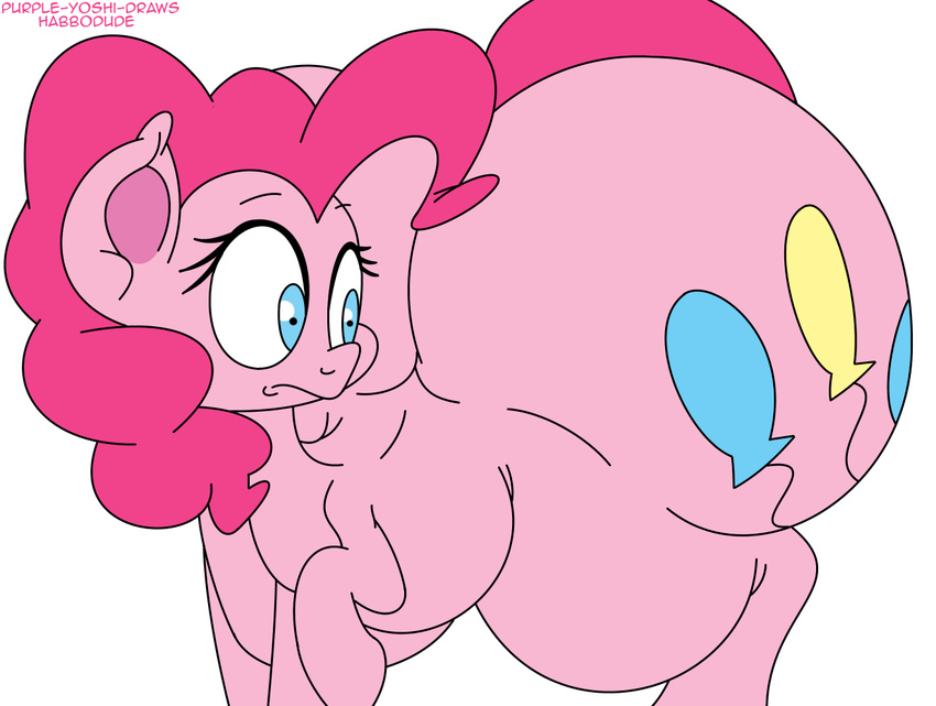 2015 big_butt butt butt_expansion chubby colored earth_pony equine female friendship_is_magic growth habbodude hooves horse huge_butt hyper looking_back mammal my_little_pony pinkie_pie_(mlp) pony purple_yoshi_draws simple_background solo wide_hips