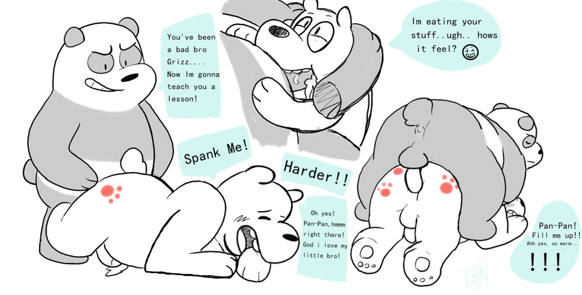 anal anal_penetration anus balls bear bowserboy101 duo grizzly_(character) grizzly_bear male male/male mammal oral panda panda_(character) penetration penis we_bare_bears