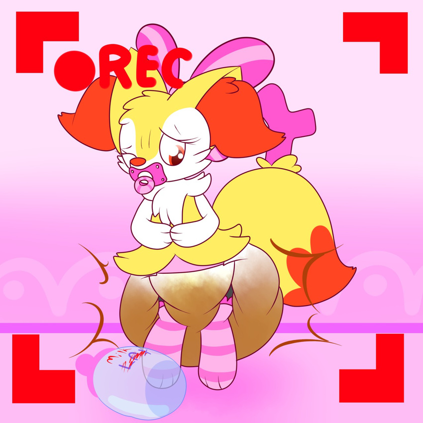 bow braixen bulging clothing diaper feces invalid_color lax legwear nintendo pacifier pok&eacute;mon scat sir-dancalot smooshy socks squishy stockings sucking upset_tummy video_games