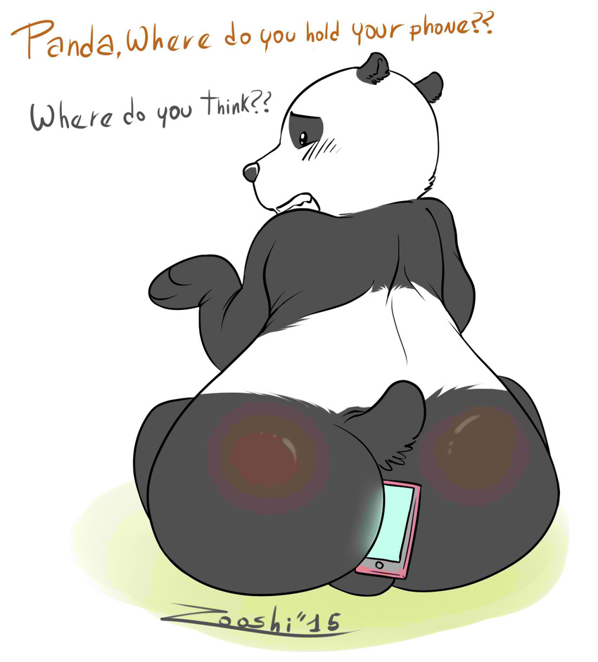 balls bear big_butt butt male mammal panda panda_(character) phone solo we_bare_bears zooboy18