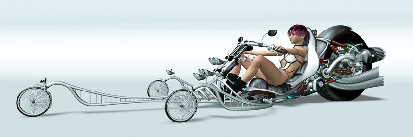 3d absurdres bicycle bikini ground_vehicle highres red_hair solo swimsuit x_sanders_x