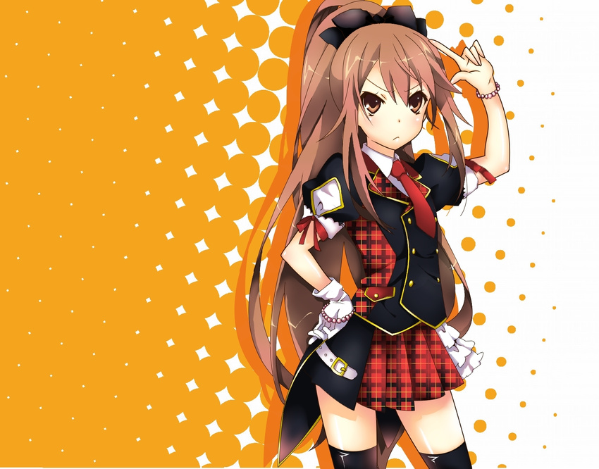 ookami-san_to_shichinin_no_nakama-tachi ookami_ryouko skirt thigh-highs tie