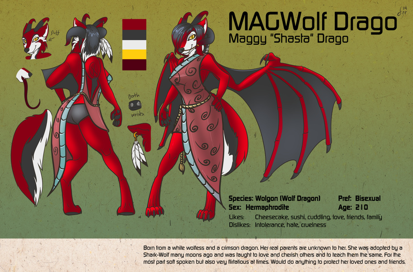 canine dragon english_text feretta fur furred_dragon herm horn intersex magwolf magwolf_drago mammal model_sheet solo text tongue wings wolf wolf-dragon wolfdragon wolgon