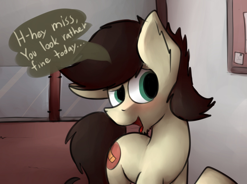 blush compliment dialogue male marsminer my_little_pony pone_keith school solo stubble