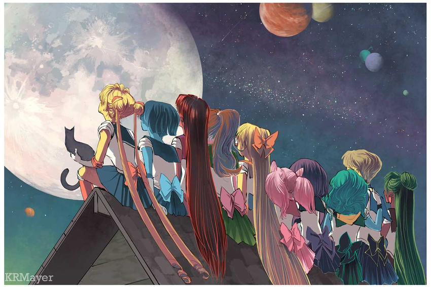 aino_minako aqua_hair bishoujo_senshi_sailor_moon blonde_hair blue_hair blue_sailor_collar blue_skin boots brown_hair cat chibi_usa curly_hair dark_skin double_bun elbow_gloves gloves green_hair green_sailor_collar hair_bun hair_tie hino_rei holding holding_cat jupiter kaiou_michiru kayla_mayer kino_makoto knee_boots long_hair looking_up luna_(sailor_moon) meiou_setsuna mizuno_ami moon multiple_girls neptune_(planet) on_roof orange_sailor_collar pink_hair pink_sailor_collar pleated_skirt pluto_(planet) ponytail purple_hair red_hair sailor_chibi_moon sailor_collar sailor_jupiter sailor_mars sailor_mercury sailor_moon sailor_neptune sailor_pluto sailor_saturn sailor_senshi sailor_senshi_uniform sailor_uranus sailor_venus short_hair sitting skirt sky star_(sky) stargazing starry_sky ten'ou_haruka tomoe_hotaru tsukino_usagi twintails uranus venus_(planet) very_long_hair very_short_hair white_gloves yellow_skin