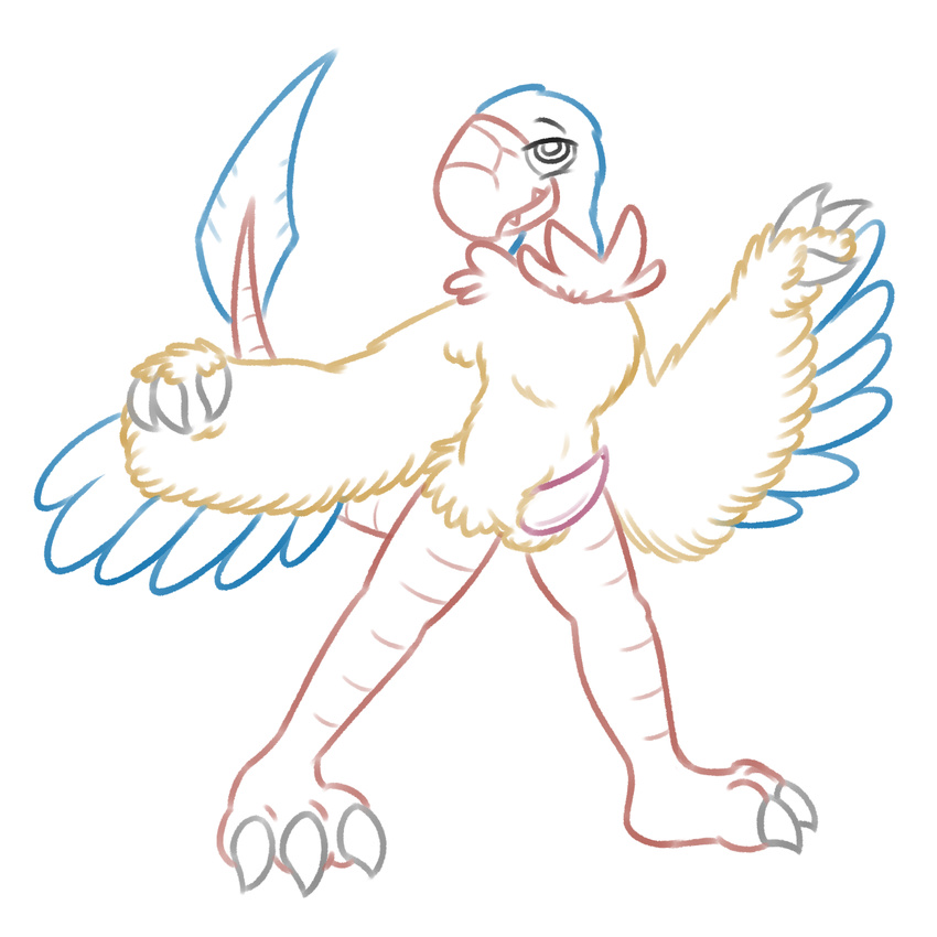 anthro archen avian claws erection feathers looking_at_viewer male nintendo nude penis pok&eacute;mon posexe simple_background solo video_games white_background wings
