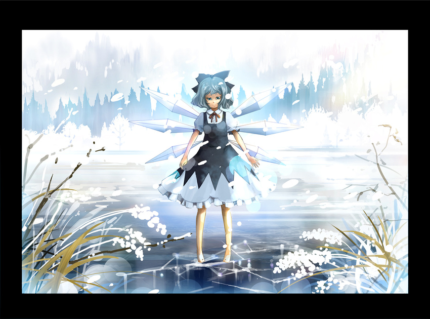 barefoot cirno ice lake rukurukuruku snow solo touhou winter