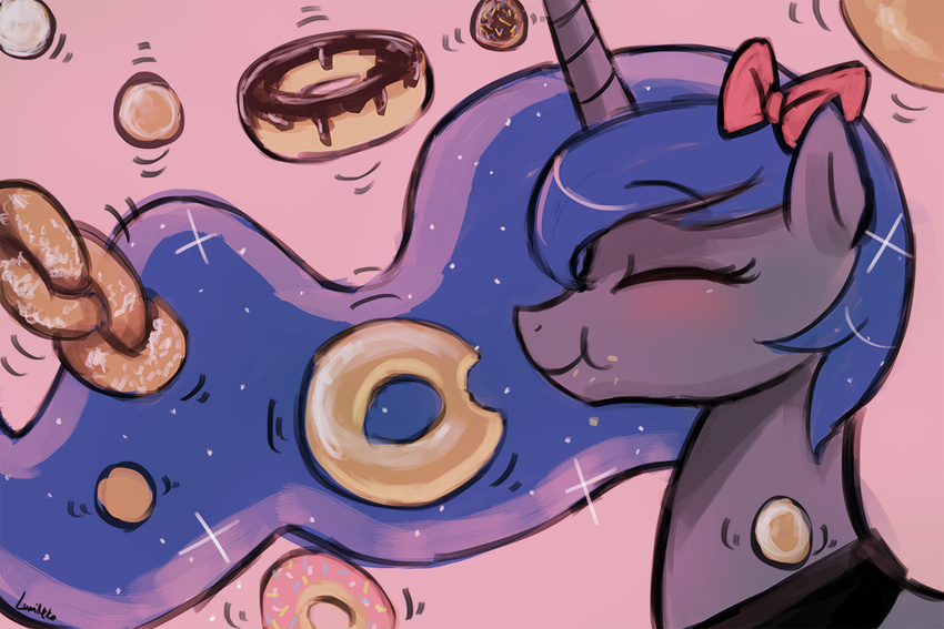 30minchallenge doughnut dream_luna equine female food friendship_is_magic horn horse lumineko luna mammal my_little_pony pony princess_luna_(mlp) winged_unicorn wings